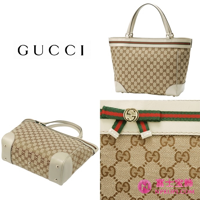 GUCCI/グッチ 2012年春夏MAYFAIR定番キャンバスGG柄ボウディテールミディアムトートバッグ 257061 FFKPG 8420